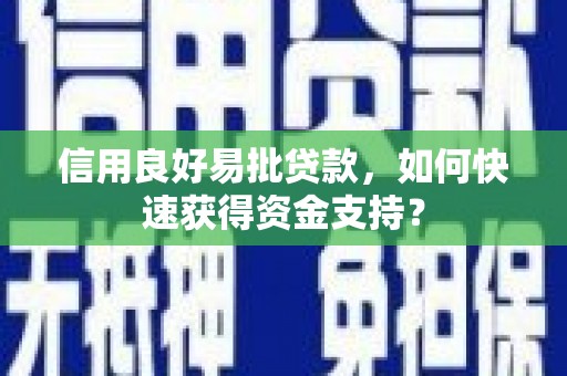 阿巴嘎旗信用良好易批贷款，如何快速获得资金支持？