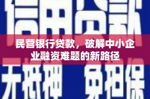 阿巴嘎旗民营银行贷款，破解中小企业融资难题的新路径